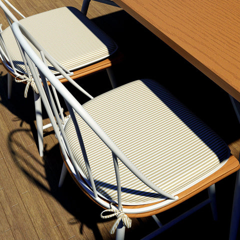 Livingsunrise Chair Pads Livingsunrise Indoor/Outdoor Seat Cushions, Patio Chair Pads with Ties for Home Office and Patio Garden Furniture Decoration 16"x17", Stripe Beige, Set of 2/Set of 4