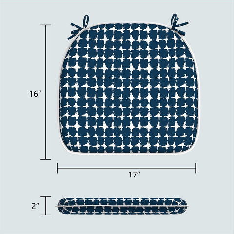 Livingsunrise Chair Pads Livingsunrise Indoor/Outdoor Seat Cushions, Patio Chair Pads with Ties for Home Office and Patio Garden Furniture Decoration 16"x17", Tie-dye Navy, Set of 2/Set of 4