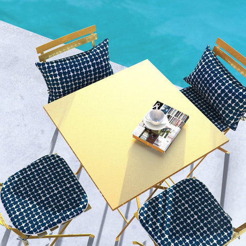 Livingsunrise Chair Pads Livingsunrise Indoor/Outdoor Seat Cushions, Patio Chair Pads with Ties for Home Office and Patio Garden Furniture Decoration 16"x17", Tie-dye Navy, Set of 2/Set of 4