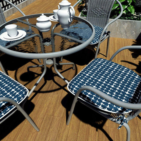 Livingsunrise Chair Pads Livingsunrise Indoor/Outdoor Seat Cushions, Patio Chair Pads with Ties for Home Office and Patio Garden Furniture Decoration 16"x17", Tie-dye Navy, Set of 2/Set of 4