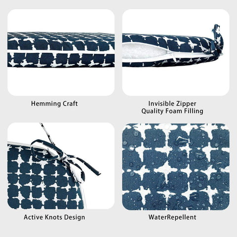 Livingsunrise Chair Pads Livingsunrise Indoor/Outdoor Seat Cushions, Patio Chair Pads with Ties for Home Office and Patio Garden Furniture Decoration 16"x17", Tie-dye Navy, Set of 2/Set of 4