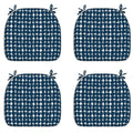 Livingsunrise Chair Pads Tie-dye Navy / Set of 4 Livingsunrise Indoor/Outdoor Seat Cushions, Patio Chair Pads with Ties for Home Office and Patio Garden Furniture Decoration 16"x17", Tie-dye Navy, Set of 2/Set of 4