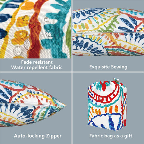 Livingsunrise Lumbar Pillow Covers Livingsunrise Outdoor Decorative Lumbar Pillow Covers 12 x 20 Inch,  Modern Pattern Pillow Case Pack of 2 for Home Patio Garden Sofa Bed Furniture,  Paisley Ummi Multi