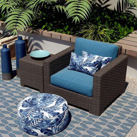 Livingsunrise Lumbar Pillow Covers Livingsunrise Outdoor/Indoor Lumbar Pillow Case Covers,  12" x 20" Patio Garden Decorative Lumbar Pillow Covers Pack of 2 for Outdoor Home Patio Furniture Use Palm Blue