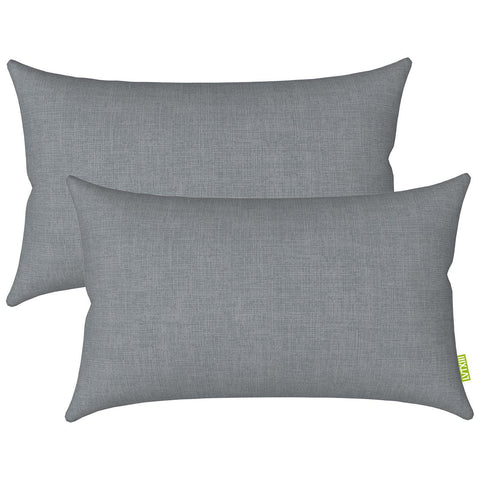 Livingsunrise Lumbar Pillow Covers Livingsunrise Outdoor/Indoor Lumbar Pillow Case Covers,  12" x 20" Patio Garden Decorative Lumbar Pillow Covers Pack of 2 for Outdoor Home Patio Furniture Use Grey Textured