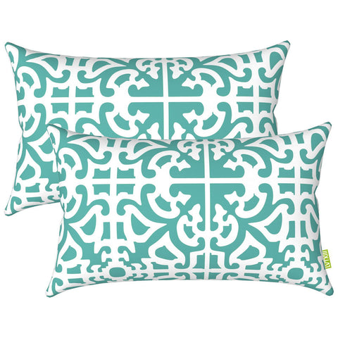 Livingsunrise Lumbar Pillow Covers Livingsunrise Outdoor/Indoor Lumbar Pillow Case Covers,  12" x 20" Patio Garden Decorative Lumbar Pillow Covers Pack of 2 for Outdoor Home Patio Furniture Use Essence mint