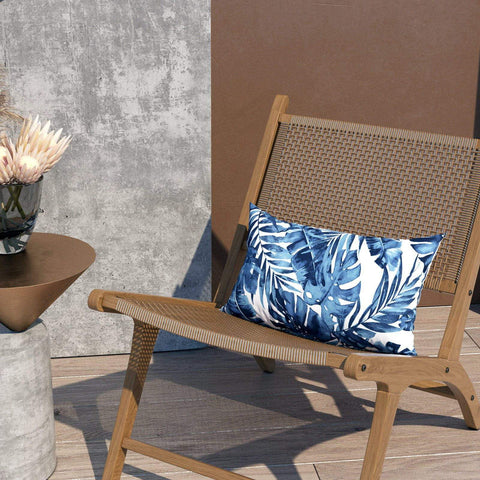 Livingsunrise Lumbar Pillow Covers Livingsunrise Outdoor/Indoor Lumbar Pillow Case Covers,  12" x 20" Patio Garden Decorative Lumbar Pillow Covers Pack of 2 for Outdoor Home Patio Furniture Use Palm Blue
