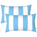 Livingsunrise Lumbar Pillow Covers Livingsunrise Outdoor/Indoor Lumbar Pillow Case Covers,  12" x 20" Patio Garden Decorative Lumbar Pillow Covers Pack of 2 for Outdoor Home Patio Furniture Use Cabana Blue White