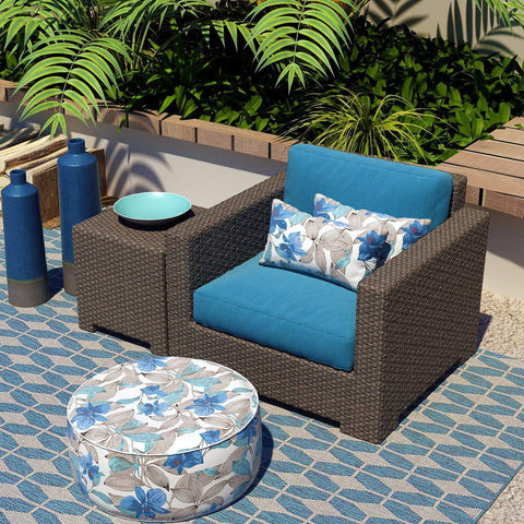 Livingsunrise Lumbar Pillow Covers Livingsunrise Outdoor/Indoor Lumbar Pillow Case Covers,  12" x 20" Patio Garden Decorative Lumbar Pillow Covers Pack of 2 for Outdoor Home Patio Furniture Use Clemens Noir Blue