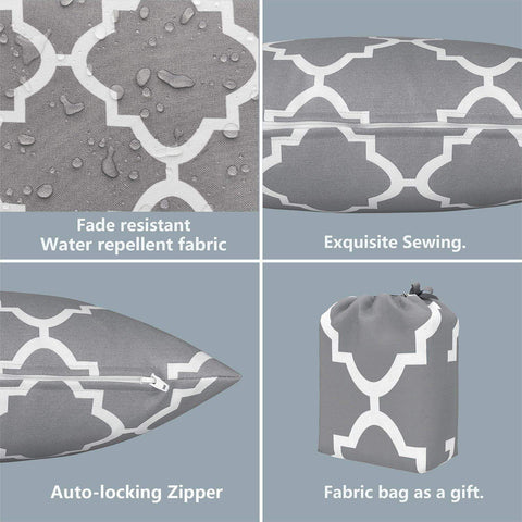 Livingsunrise Lumbar Pillow Covers Livingsunrise Outdoor/Indoor Lumbar Pillow Case Covers,  12" x 20" Patio Garden Decorative Lumbar Pillow Covers Pack of 2 for Outdoor Home Patio Furniture Use Geomentry Grey