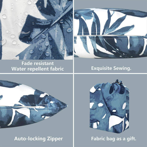 Livingsunrise Lumbar Pillow Covers Livingsunrise Outdoor/Indoor Lumbar Pillow Case Covers,  12" x 20" Patio Garden Decorative Lumbar Pillow Covers Pack of 2 for Outdoor Home Patio Furniture Use Palm Blue