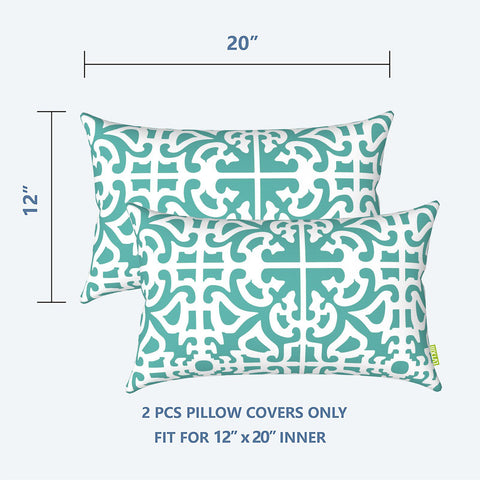 Livingsunrise Lumbar Pillow Covers Livingsunrise Outdoor/Indoor Lumbar Pillow Case Covers,  12" x 20" Patio Garden Decorative Lumbar Pillow Covers Pack of 2 for Outdoor Home Patio Furniture Use Essence mint