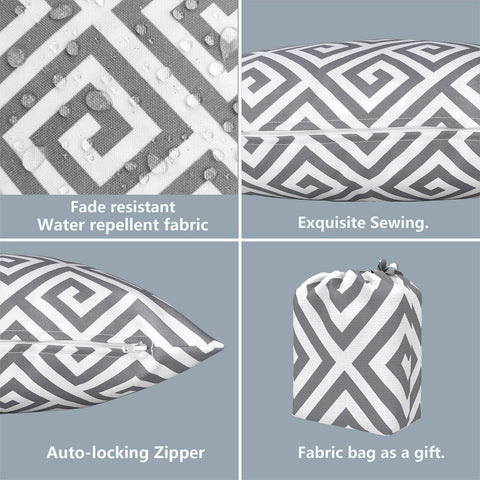 Livingsunrise Lumbar Pillow Covers Livingsunrise Outdoor/Indoor Lumbar Pillow Case Covers,  12" x 20" Patio Garden Decorative Lumbar Pillow Covers Pack of 2 for Outdoor Home Patio Furniture Use MagMaze Grey