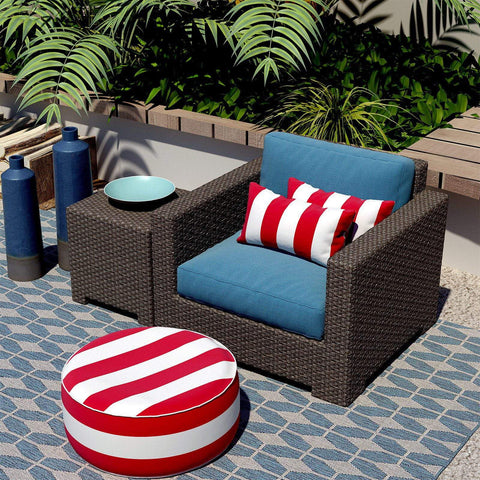 Livingsunrise Lumbar Pillow Covers Livingsunrise Outdoor/Indoor Lumbar Pillow Case Covers,  12" x 20" Patio Garden Decorative Lumbar Pillow Covers Pack of 2 for Outdoor Home Patio Furniture Use Cabana Red White