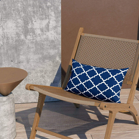 Livingsunrise Lumbar Pillow Covers Livingsunrise Outdoor/Indoor Lumbar Pillow Case Covers,  12" x 20" Patio Garden Decorative Lumbar Pillow Covers Pack of 2 for Outdoor Home Patio Furniture Use Geomentry Navy
