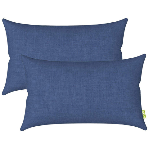 Livingsunrise Lumbar Pillow Covers Livingsunrise Outdoor/Indoor Lumbar Pillow Case Covers,  12" x 20" Patio Garden Decorative Lumbar Pillow Covers Pack of 2 for Outdoor Home Patio Furniture Use Navy Textured