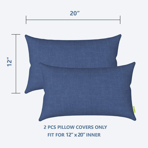 Livingsunrise Lumbar Pillow Covers Livingsunrise Outdoor/Indoor Lumbar Pillow Case Covers,  12" x 20" Patio Garden Decorative Lumbar Pillow Covers Pack of 2 for Outdoor Home Patio Furniture Use Navy Textured