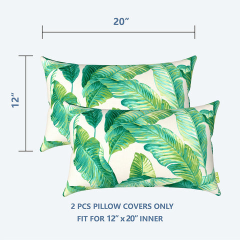 Livingsunrise Lumbar Pillow Covers Livingsunrise Outdoor/Indoor Lumbar Pillow Case Covers,  12" x 20" Patio Garden Decorative Lumbar Pillow Covers Pack of 2 for Outdoor Home Patio Furniture Use Swaying Palms Capri