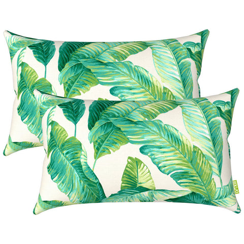 Livingsunrise Lumbar Pillow Covers Livingsunrise Outdoor/Indoor Lumbar Pillow Case Covers,  12" x 20" Patio Garden Decorative Lumbar Pillow Covers Pack of 2 for Outdoor Home Patio Furniture Use Swaying Palms Capri