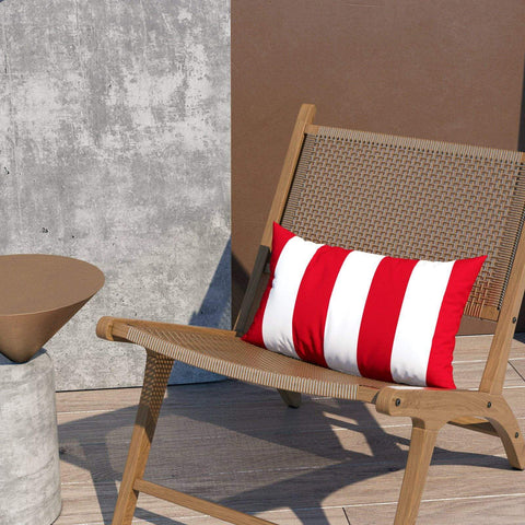 Livingsunrise Lumbar Pillow Covers Livingsunrise Outdoor/Indoor Lumbar Pillow Case Covers,  12" x 20" Patio Garden Decorative Lumbar Pillow Covers Pack of 2 for Outdoor Home Patio Furniture Use Cabana Red White