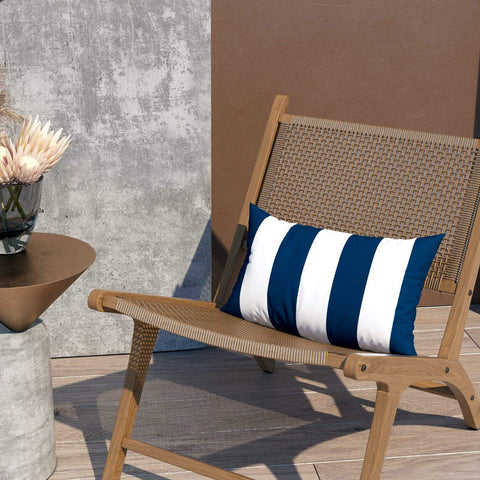 Livingsunrise Lumbar Pillow Covers Livingsunrise Outdoor/Indoor Lumbar Pillow Case Covers,  12" x 20" Patio Garden Decorative Lumbar Pillow Covers Pack of 2 for Outdoor Home Patio Furniture Use Cabana Navy