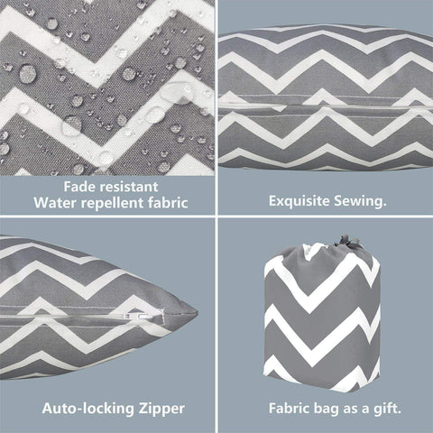 Livingsunrise Lumbar Pillow Covers Livingsunrise Outdoor/Indoor Lumbar Pillow Case Covers,  12" x 20" Patio Garden Decorative Lumbar Pillow Covers Pack of 2 for Outdoor Home Patio Furniture Use Zigzag Grey