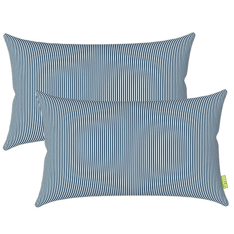 Livingsunrise Lumbar Pillow Covers Livingsunrise Outdoor/Indoor Lumbar Pillow Covers,  Patio Garden Decorative Lumbar Pillow Covers,  All Weather Cushion Cases for Sofa,  Patio Couch Decoration 12x20,  2 Pack, Stripe Navy