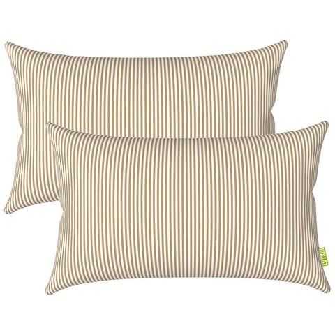 Livingsunrise Lumbar Pillow Covers Livingsunrise Outdoor/Indoor Lumbar Pillow Covers,  Patio Garden Decorative Lumbar Pillow Covers,  All Weather Cushion Cases for Sofa,  Patio Couch Decoration 12x20,  2 Pack,  Stripe Beige