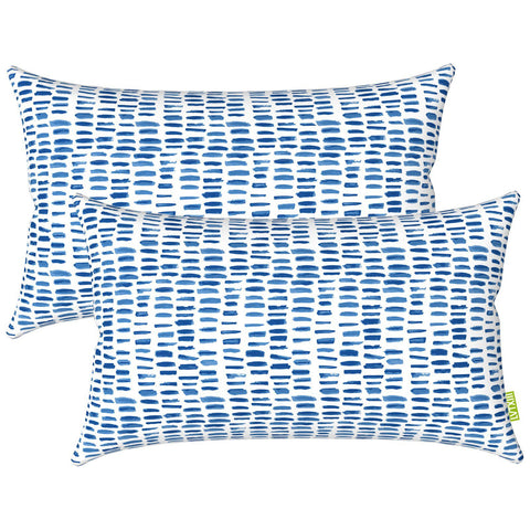 Livingsunrise Lumbar Pillow Covers Livingsunrise Outdoor/Indoor Lumbar Pillow Covers,  Patio Garden Decorative Lumbar Pillow Covers,  All Weather Cushion Cases for Sofa,  Patio Couch Decoration 12x20,  2 Pack,  Blue Pebble
