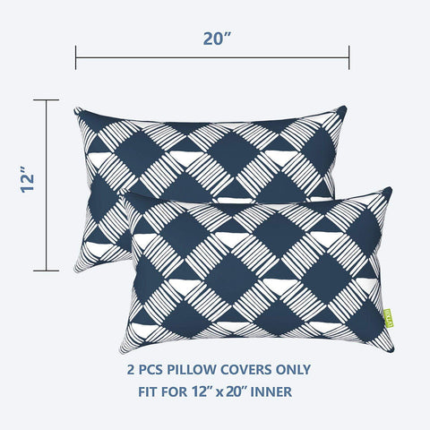 Livingsunrise Lumbar Pillow Covers Livingsunrise Outdoor/Indoor Lumbar Pillow Covers,  Patio Garden Decorative Lumbar Pillow Covers,  All Weather Cushion Cases for Sofa,  Patio Couch Decoration 12x20,  2 Pack,  Knot Navy