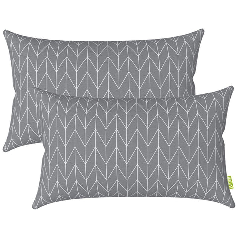 Livingsunrise Lumbar Pillow Covers Livingsunrise Outdoor/Indoor Lumbar Pillow Covers,  Patio Garden Decorative Lumbar Pillow Covers,  All Weather Cushion Cases for Sofa,  Patio Couch Decoration 12x20,  2 Pack,  Herringbone Grey