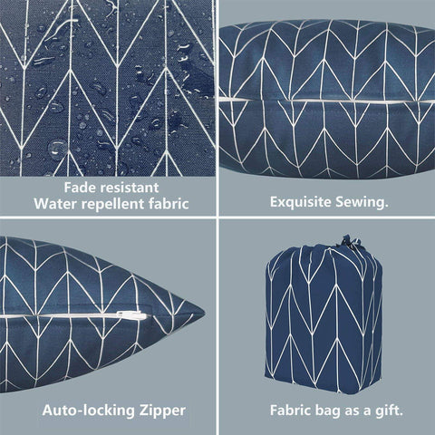 Livingsunrise Lumbar Pillow Covers Livingsunrise Outdoor/Indoor Lumbar Pillow Covers,  Patio Garden Decorative Lumbar Pillow Covers,  All Weather Cushion Cases for Sofa,  Patio Couch Decoration 12x20,  2 Pack,  Herringbone Navy