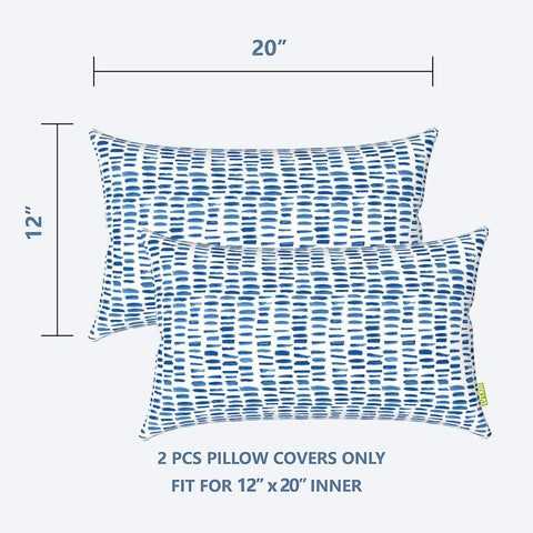 Livingsunrise Lumbar Pillow Covers Livingsunrise Outdoor/Indoor Lumbar Pillow Covers,  Patio Garden Decorative Lumbar Pillow Covers,  All Weather Cushion Cases for Sofa,  Patio Couch Decoration 12x20,  2 Pack,  Blue Pebble