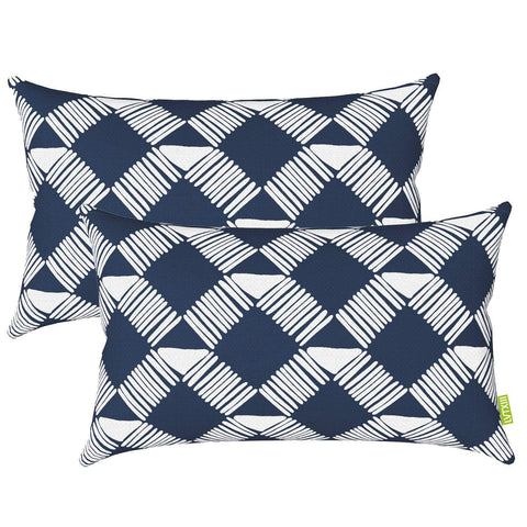 Livingsunrise Lumbar Pillow Covers Livingsunrise Outdoor/Indoor Lumbar Pillow Covers,  Patio Garden Decorative Lumbar Pillow Covers,  All Weather Cushion Cases for Sofa,  Patio Couch Decoration 12x20,  2 Pack,  Knot Navy