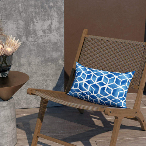 Livingsunrise Lumbar Pillow Covers Livingsunrise Outdoor/Indoor Lumbar Pillow Covers,  Patio Garden Decorative Lumbar Pillow Covers,  All Weather Cushion Cases for Sofa,  Patio Couch Decoration 12x20,  2 Pack,  Cube Blue