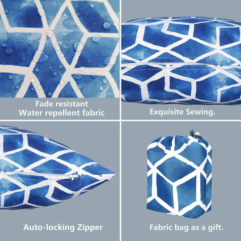 Livingsunrise Lumbar Pillow Covers Livingsunrise Outdoor/Indoor Lumbar Pillow Covers,  Patio Garden Decorative Lumbar Pillow Covers,  All Weather Cushion Cases for Sofa,  Patio Couch Decoration 12x20,  2 Pack,  Cube Blue