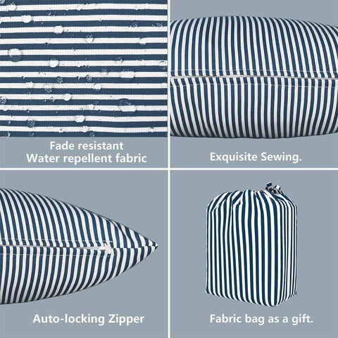 Livingsunrise Lumbar Pillow Covers Livingsunrise Outdoor/Indoor Lumbar Pillow Covers,  Patio Garden Decorative Lumbar Pillow Covers,  All Weather Cushion Cases for Sofa,  Patio Couch Decoration 12x20,  2 Pack, Stripe Navy