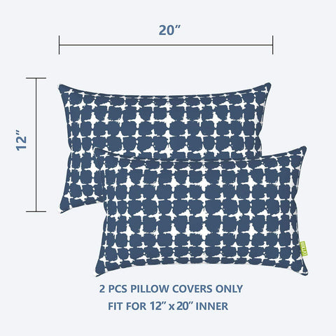 Livingsunrise Lumbar Pillow Covers Livingsunrise Outdoor/Indoor Lumbar Pillow Covers,  Patio Garden Decorative Lumbar Pillow Covers,  All Weather Cushion Cases for Sofa,  Patio Couch Decoration 12x20,  2 Pack,  Tie-dye Navy