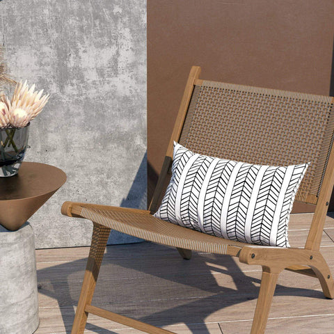 Livingsunrise Lumbar Pillow Covers Livingsunrise Outdoor/Indoor Lumbar Pillow Covers,  Patio Garden Decorative Lumbar Pillow Covers,  All Weather Cushion Cases for Sofa,  Patio Couch Decoration 12x20,  2 Pack,  Herringbone Black White