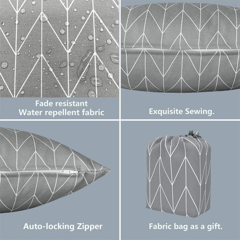 Livingsunrise Lumbar Pillow Covers Livingsunrise Outdoor/Indoor Lumbar Pillow Covers,  Patio Garden Decorative Lumbar Pillow Covers,  All Weather Cushion Cases for Sofa,  Patio Couch Decoration 12x20,  2 Pack,  Herringbone Grey