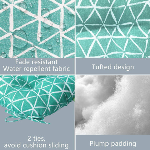 Livingsunrise Round Bistro Seat Cushions Livingsunrise Indoor/Outdoor Seat Cushions All Weather Patio Chair Pads with Ties,  Comfortable Round Bistro Chair Cushions for Home Office and Patio Garden Furniture Decoration 17"x17"x5",  Set of 2,  Geomentry Web Green