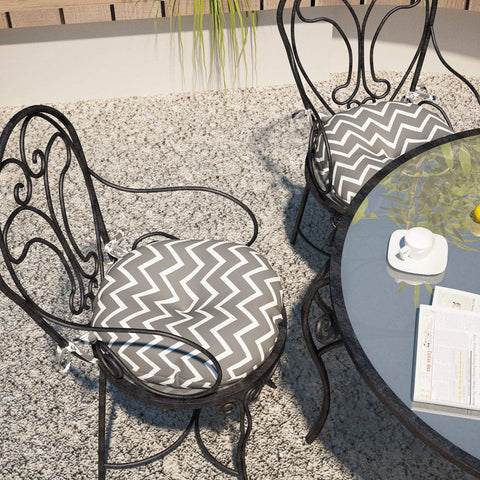 Livingsunrise Round Bistro Seat Cushions Livingsunrise Outdoor All Weather Bistro Seat Cushions,  Comfortable Fluffy Tufted Patio Chair Cushions Round 17"x17"x5" Set of 2 for Home Garden Furniture,  Zigzag Grey