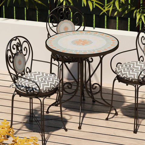 Livingsunrise Round Bistro Seat Cushions Livingsunrise Outdoor All Weather Bistro Seat Cushions,  Comfortable Fluffy Tufted Patio Chair Cushions Round 17"x17"x5" Set of 2 for Home Garden Furniture,  Zigzag Grey
