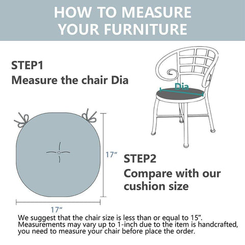 Livingsunrise Round Bistro Seat Cushions Livingsunrise Outdoor All Weather Bistro Seat Cushions,  Comfortable Fluffy Tufted Patio Chair Cushions Round 17"x17"x5" Set of 2 for Home Garden Furniture,  Palm Blue
