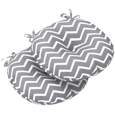 Livingsunrise Round Bistro Seat Cushions Livingsunrise Outdoor All Weather Bistro Seat Cushions,  Comfortable Fluffy Tufted Patio Chair Cushions Round 17"x17"x5" Set of 2 for Home Garden Furniture,  Zigzag Grey