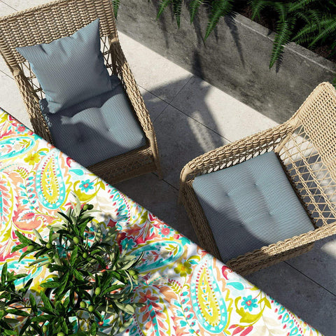 Livingsunrise Square Tufted Seat Cushions Livingsunrise Outdoor Seat Cushion with Ties,  Fade-Resistant Wicker Seat Cushions,  All Weather  Tufted Chair Pads for Patio Furniture Decoration (Square Back,  19"x19"x5",  Stripe Navy,  2 Pack)