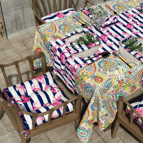 flamingo outdoor seat cushions with tablecloth