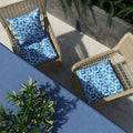 Livingsunrise Square Tufted Seat Cushions Livingsunrise Outdoor Seat Cushion with Ties,  Fade-Resistant Wicker Seat Cushions,  All Weather  Tufted Chair Pads for Patio Furniture Decoration (Square Back,  19"x19"x5",  Cube Blue,  2 Pack)