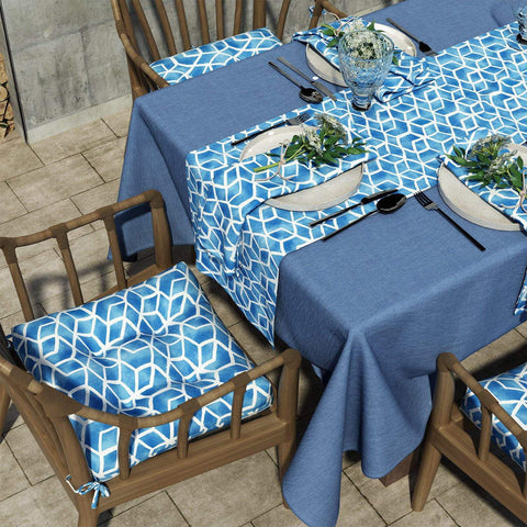 Livingsunrise Square Tufted Seat Cushions Livingsunrise Outdoor Seat Cushion with Ties,  Fade-Resistant Wicker Seat Cushions,  All Weather  Tufted Chair Pads for Patio Furniture Decoration (Square Back,  19"x19"x5",  Cube Blue,  2 Pack)