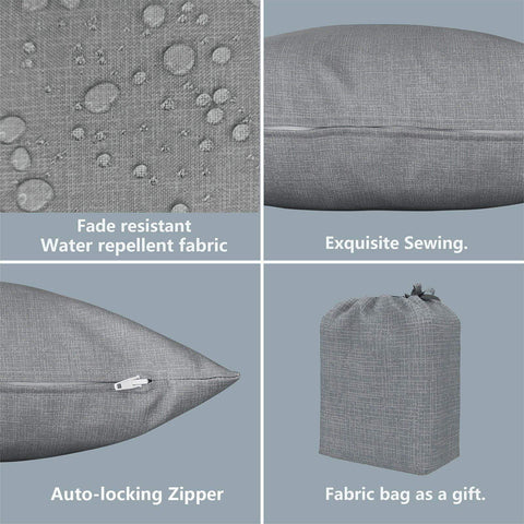 Livingsunrise Throw Pillow Covers Livingsunrise Indoor Outdoor Pillow Covers, All Weather Patio Accent Square Toss Pillow Cushion Case 18" x 18" Pack of 2 for Chair Sofa Couch Patio Furniture Decoration,  Grey Textured
